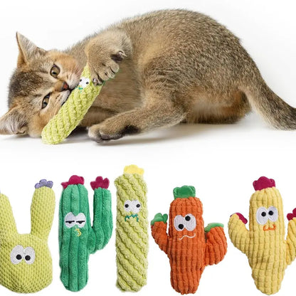 100% premium catnip filling, 5-piece cactus cat toy set—a feline favorite.