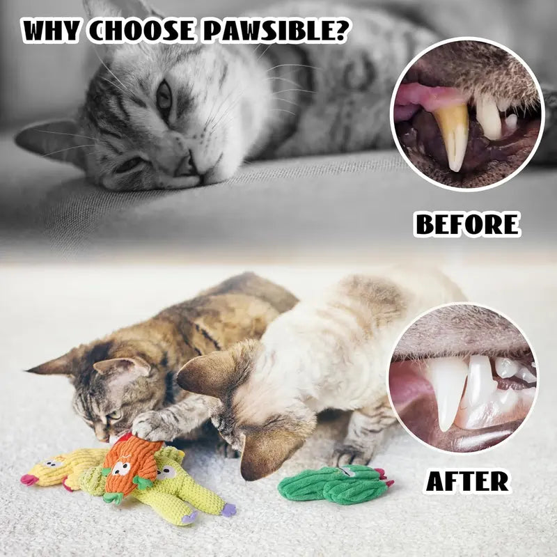 100% premium catnip filling, 5-piece cactus cat toy set—a feline favorite.