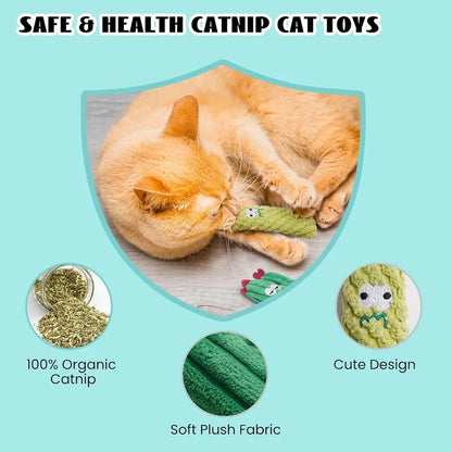 100% premium catnip filling, 5-piece cactus cat toy set—a feline favorite.