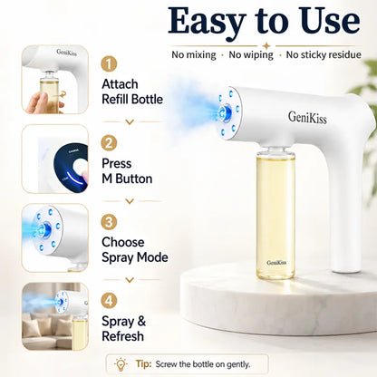 Easily eliminate indoor pet odors, disinfect, and deodorize with just one hand.